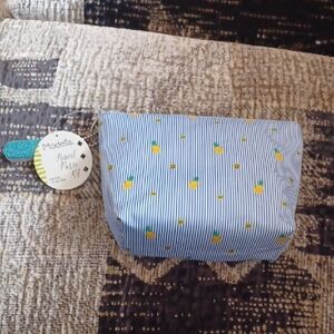 4/$40 New Modella Striped Makeup Bag With Nail Files - Pineapple Design